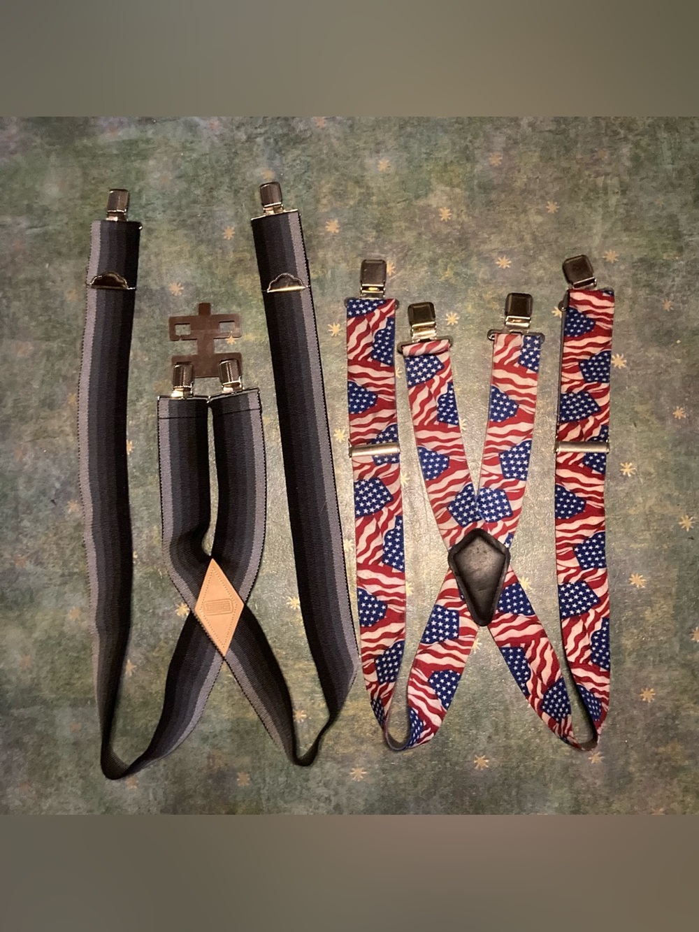 Lot/Bundle 4 pairs workwear suspenders, Duluth Schmidt Patriotic Striped Black - Picture 4 of 8